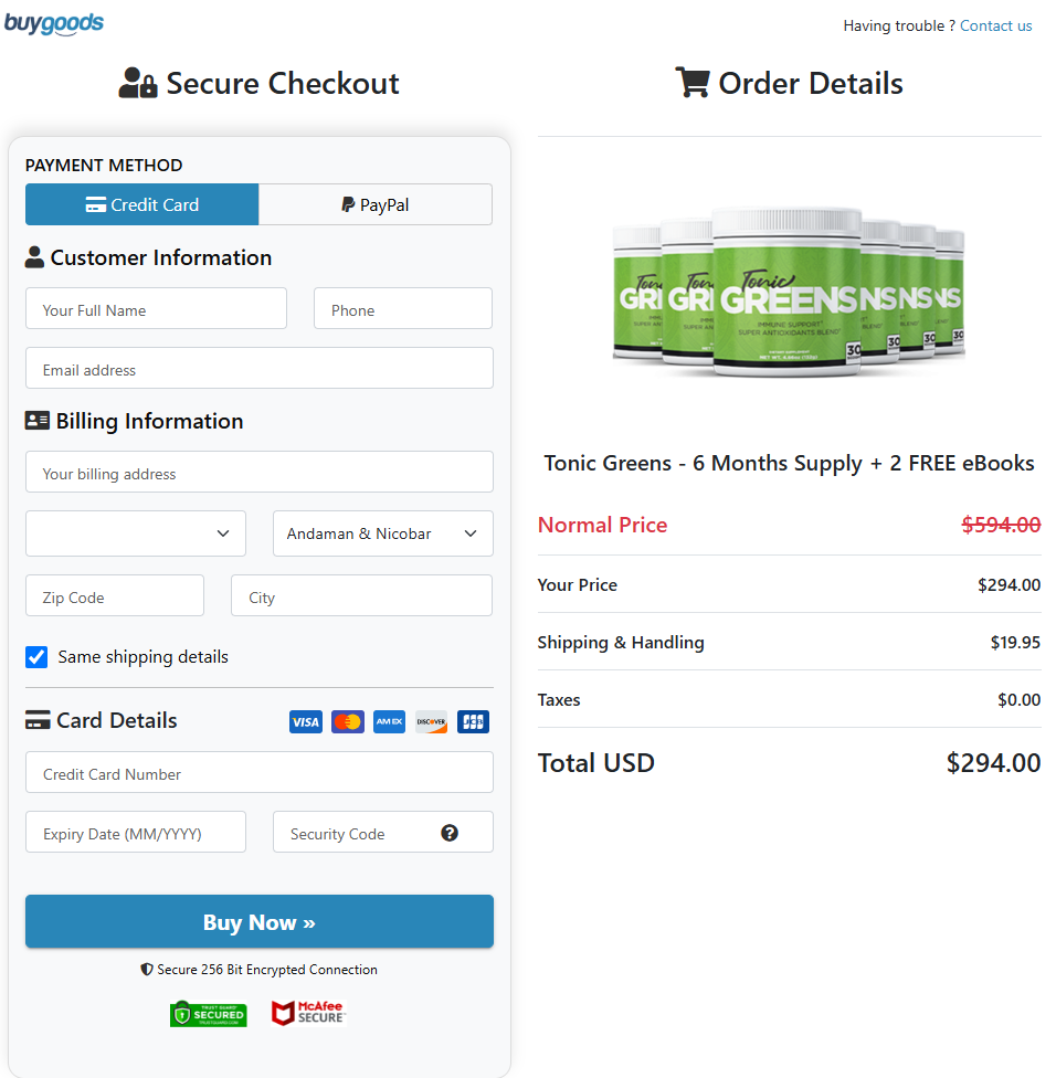 tonic greens-secure-checkout